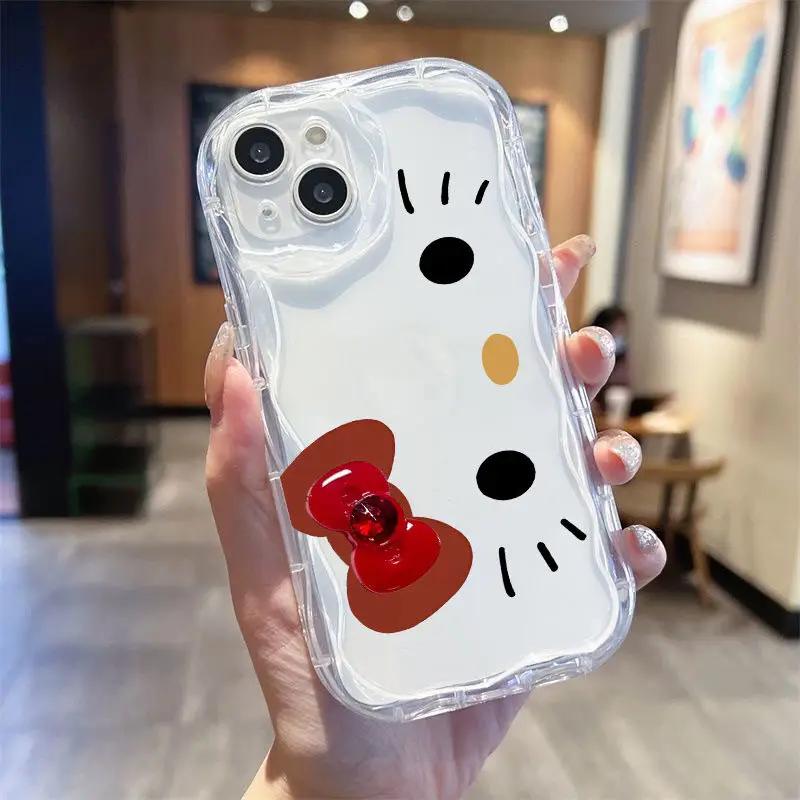 3D Bowknot Hello Kitty Phone Case For Iphone 17 Air 16 Pro Max 15 14 13 12 11 Pro Max 16e Plus12 13 mini 16+ Casing Cute Soft