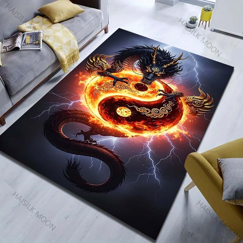 1PC Dreamy Eastern Dragon Pattern Carpet for Living Room Bedroom Sofa Home Decor Non-slip Floor Mat Large Size Luxury Gift