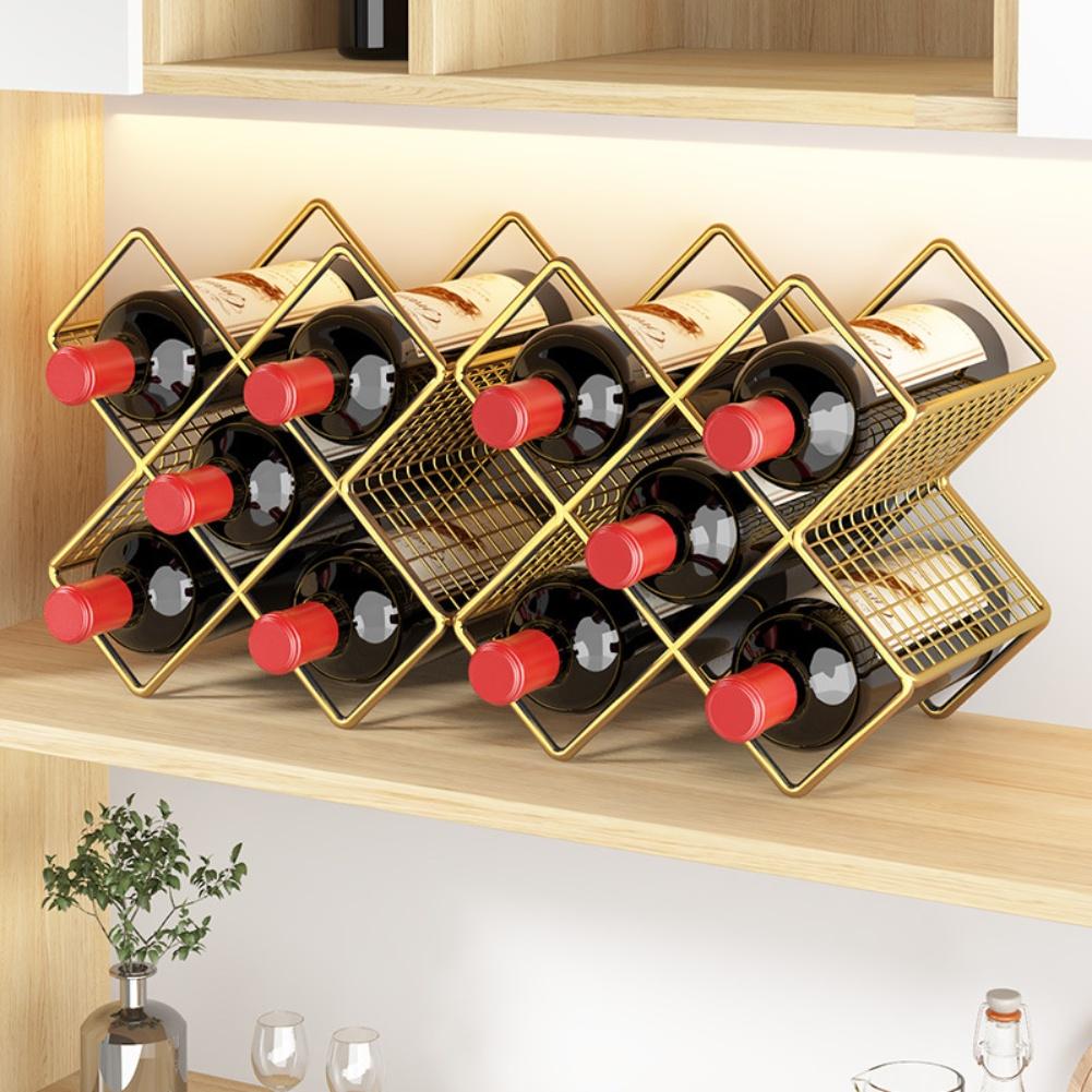 Desktop Wine Holder Wine Rack Wrought Iron Storage