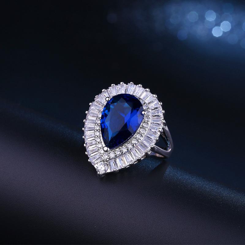 

WWJ Elegant Jewelry большое регулируемое кольцо с кубическим цирконием для женщин королевский синий
