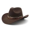 Cinto de Leopardo Chapéu de Cowboy Chapéu de Jazz de Lã Chapéu de Cavaleiro para Exterior Chapéu de Feltro de Cowboy Ocidental