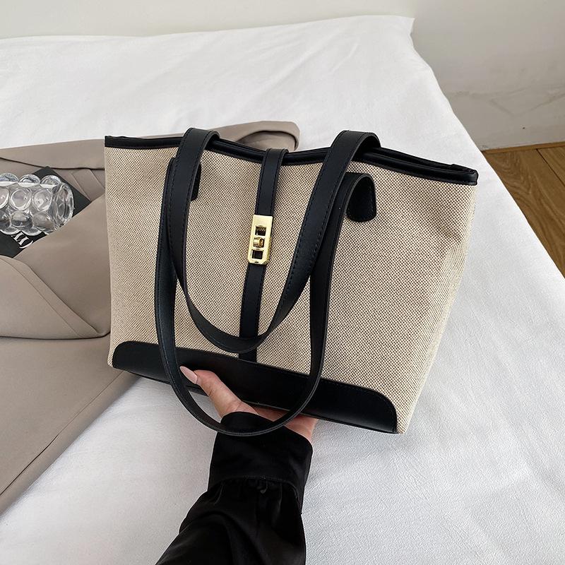 

Commuter fashion hand carry women s bag autumn and winter new versatile large-capacity shoulder bag splicing temperament tote bag