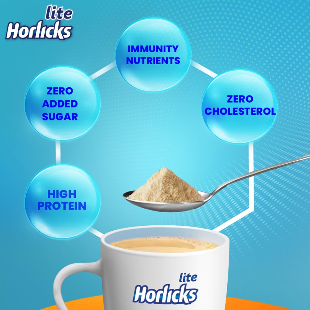 Horlicks Lite 1kg Malzgeschmack Ernährungsgetränk für aktive Erwachsene mit hohem Proteingehalt und ohne Zuckerzusatz