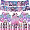New Kpop Demon Hunters Birthday Party Decoration Supplie Set Cake Topper Flag Supplies Personalized Birthday Party Decor Anime