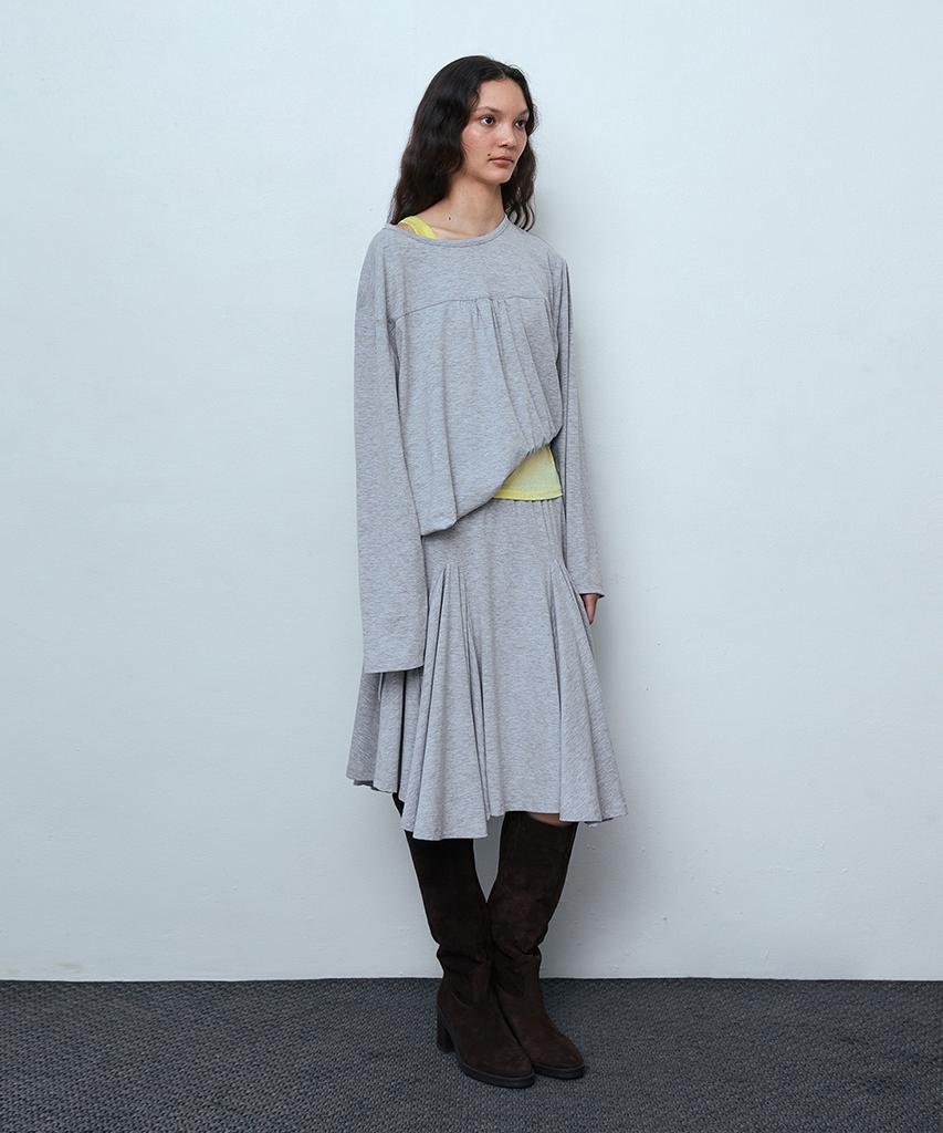 Pisis Flare Panel Midi Skirt_Melange Gray