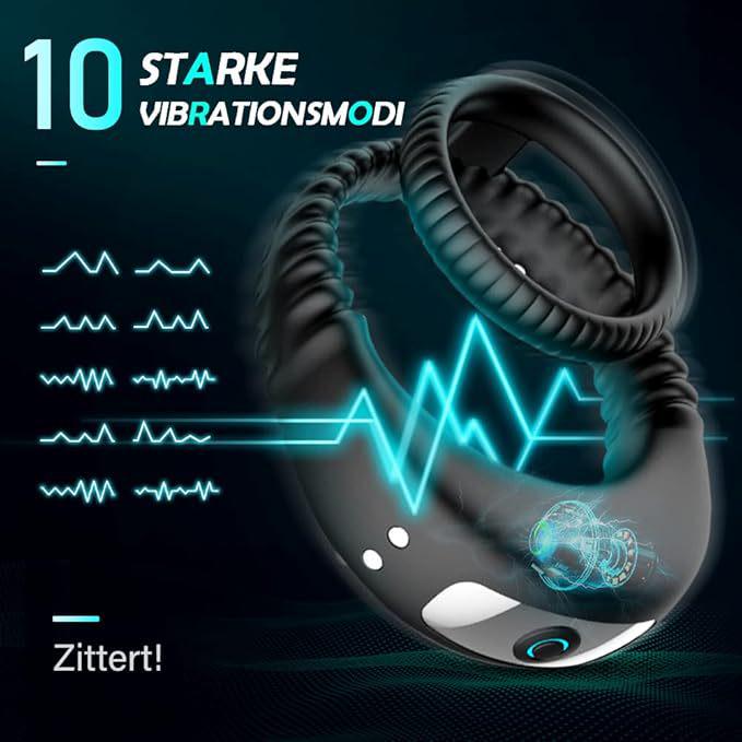 Cross10 Anti-Allergy Double Ring Delay Vibrating Penis Ring