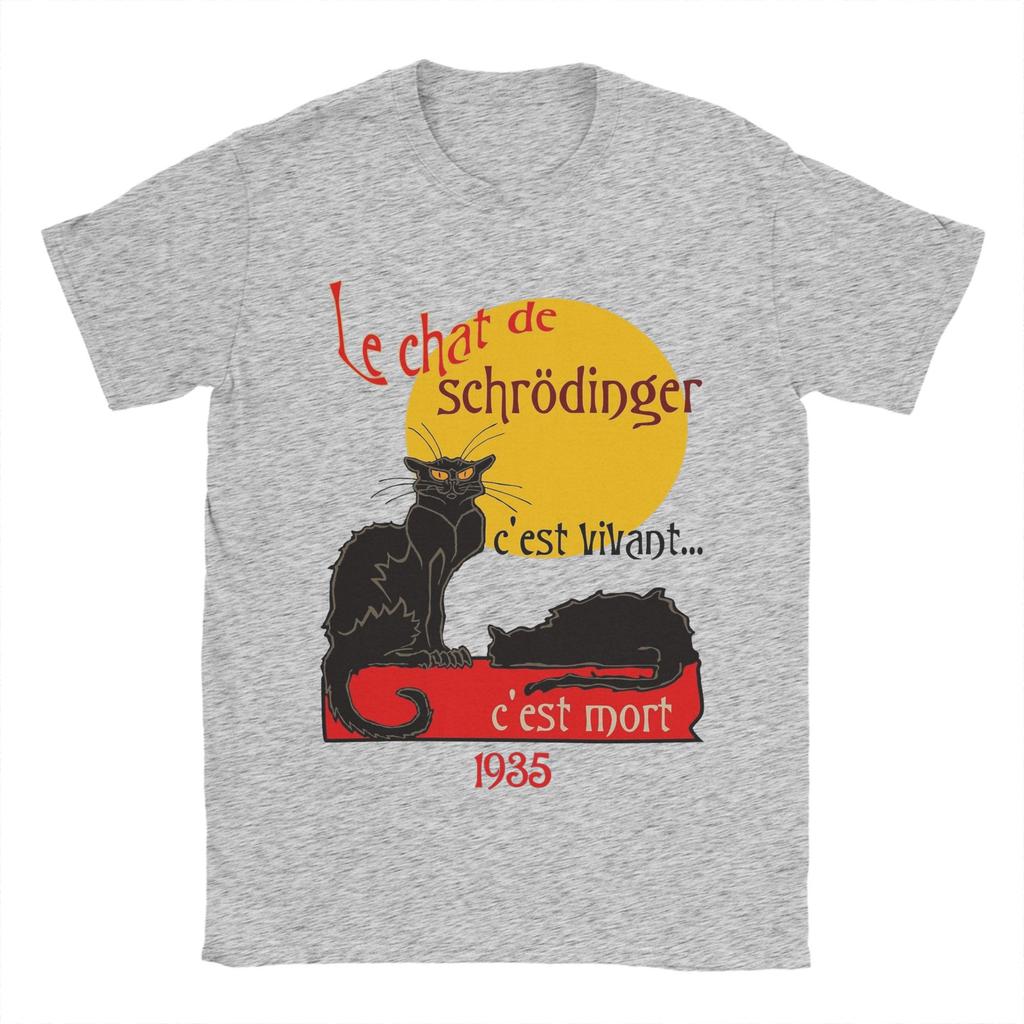 Schrodinger's Cat Physics Science T Shirts for Men Cotton Vintage T-Shirts Crewneck  Tee Shirt Short Sleeve Tops Gift Idea