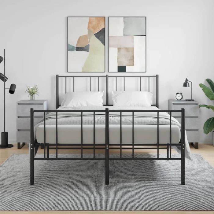 VidaXL Tables de chevet 2 pcs gris béton 40x35x69 cm bois d’ingénierie 826949