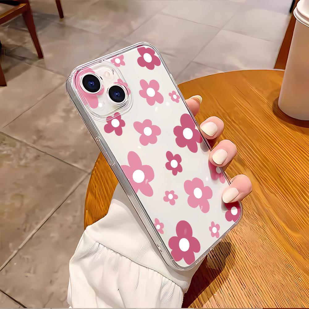 Simple flower mobile phone case Apple 16 transparent case iphone17 protective case 11promax soft case 13 anti-drop 15