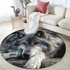 Gray Wolf Pattern Round rug,Carpet Rug for Living Room Bedroom Sofa Playroom Decor,Non-slip Floor Mat,Holiday Gifts and Birthday Gifts