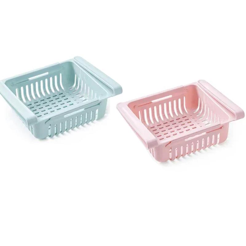 4pcs Retractable Fridge Food Organizer Kitchen Organizer Refrigerator Storage Rack Fridge Freezer Shelf Storage Drawer Container