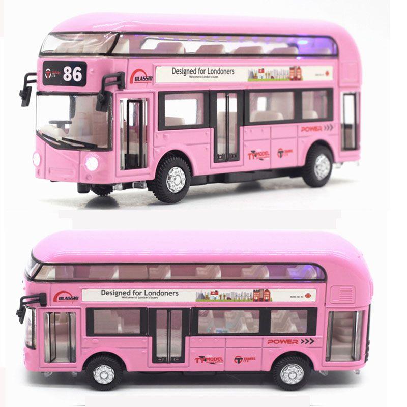 Premium Quality Double-decker Tour London City Bus Pull Back Car Kid Toy With Sound And Light