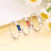 New Fashion Blue Zircon and Red Zircon Light Luxury Women's Ring - European and American Style