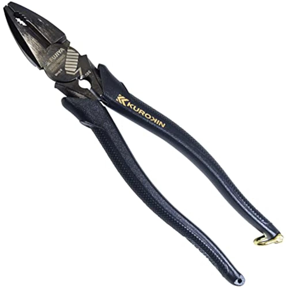 Fujiya (Fujiya) eccentric power pliers with black gold burr treatment function 225mm 3020N-225BG