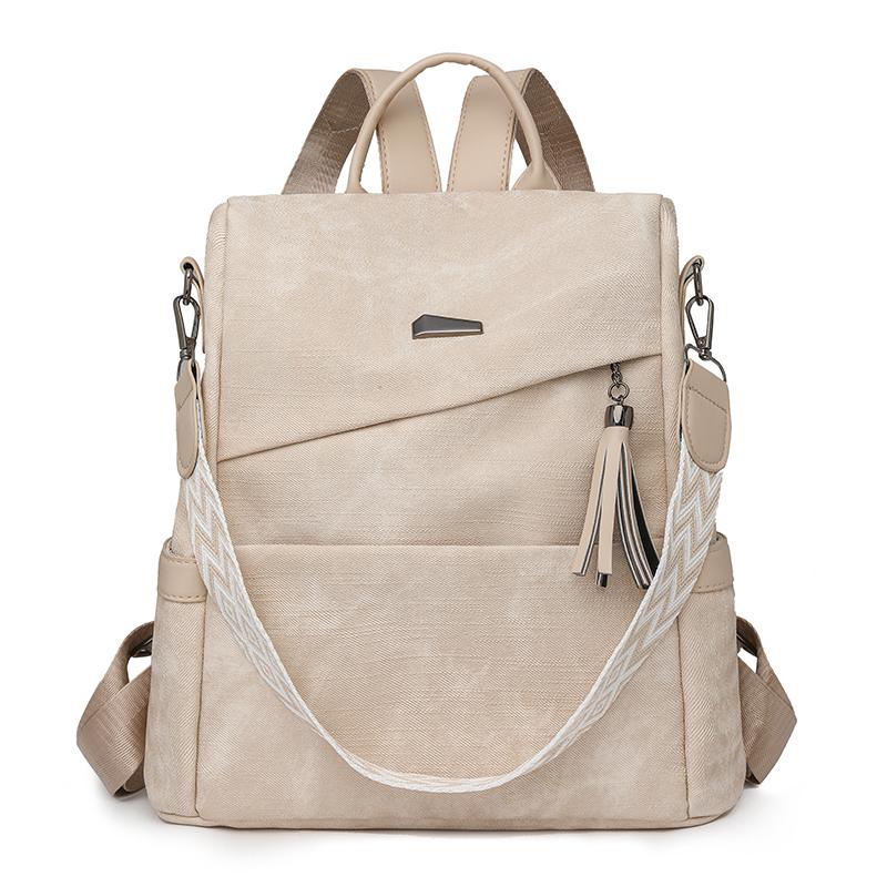 Mochila Feminina Couro Macio Multifuncional Bolsa de Ombro Mochila Escolar Estudante