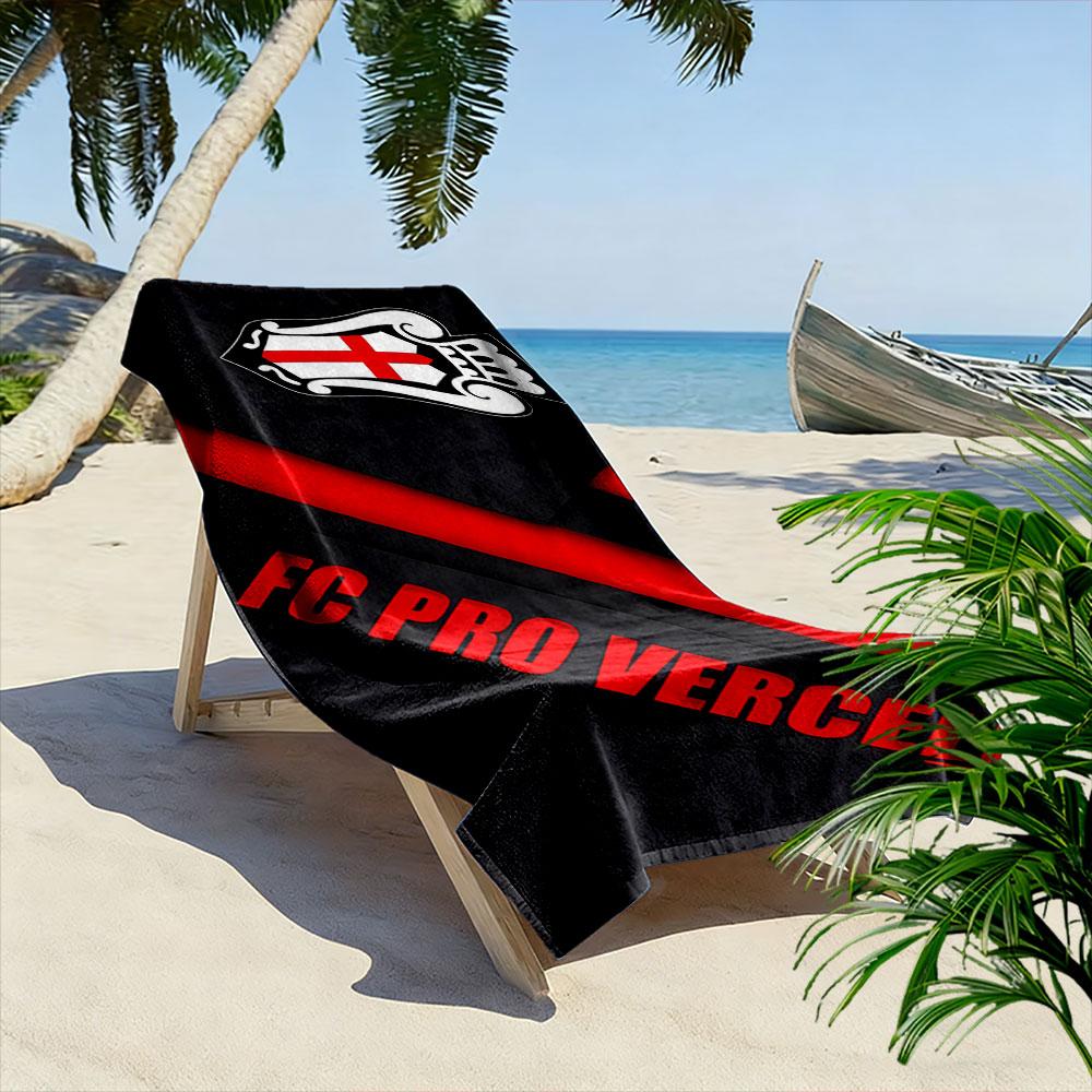 Beach Towel with FC Pro Vercelli Club Badge, Quick Dry Lightweight, Ultra Soft Absorbent, for Vacation Pool Gift