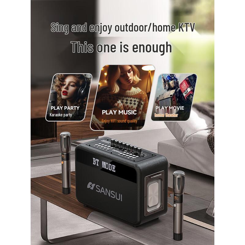 SANSUI G13 High-Power Portable Bluetooth Karaoke Machine with Dual Mics