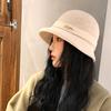 Bucket Hat Women Autumn Winter Thick Warm Solid Letters Label Fashion Sunshade Cap Korean New Trendy Casual