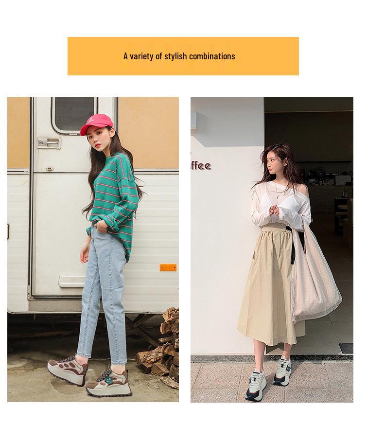 Women's 2025 Spring Thick-Soled Fashion Sneakers - Height-Boosting, Trendy, and Versatile Design.