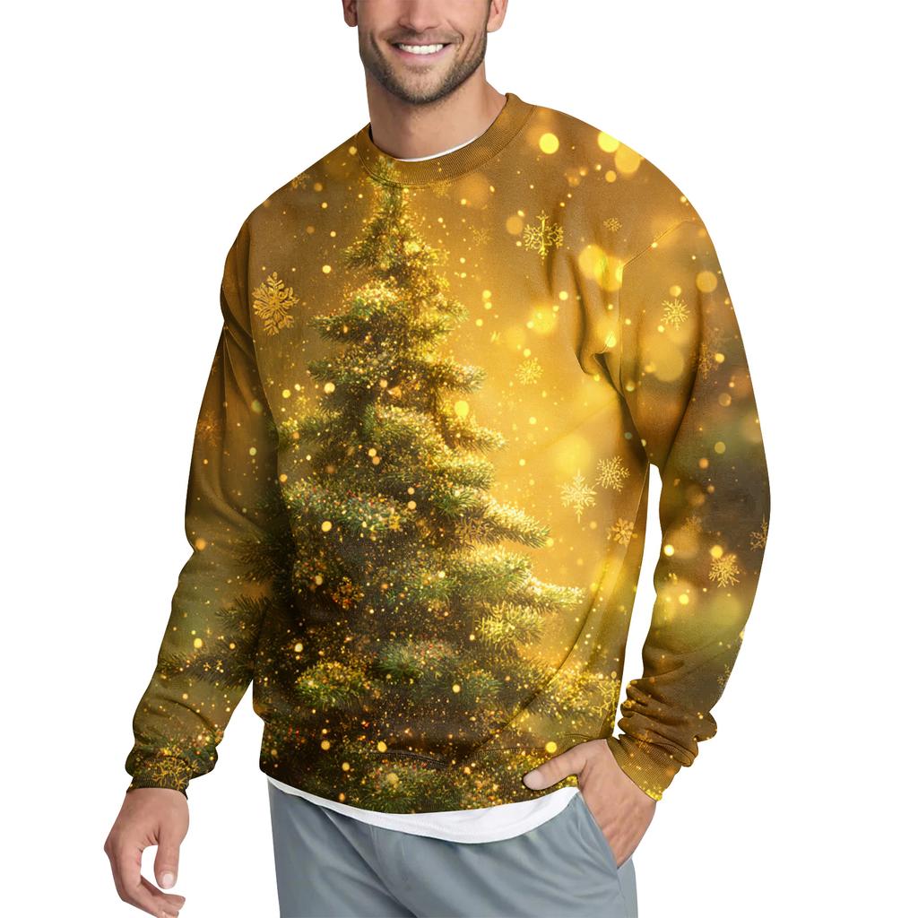 Men's Casual Fashion Printed Round Neck Pullover Sweatshirt