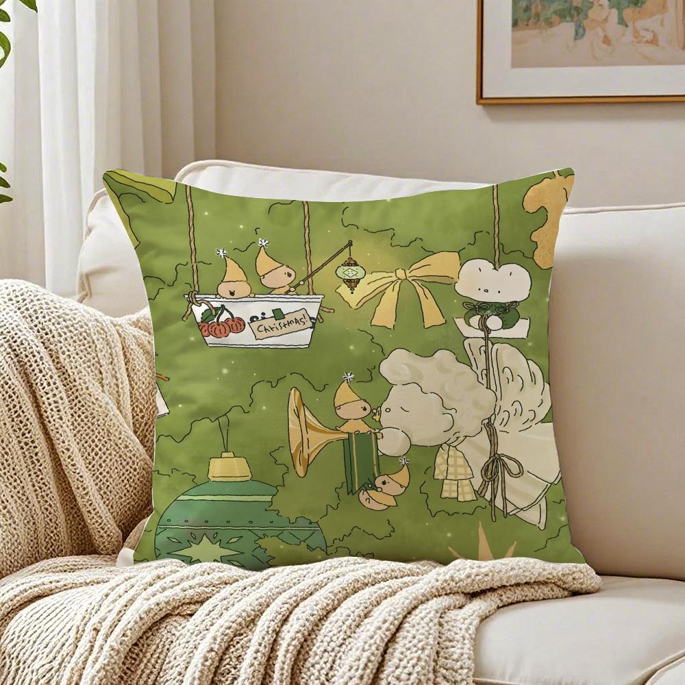 Art S-Somdoo Cute Animals Quiat Peaceful Cushion Cover Linen Pillowcase Soft For Sofa Bed Home Room Decor