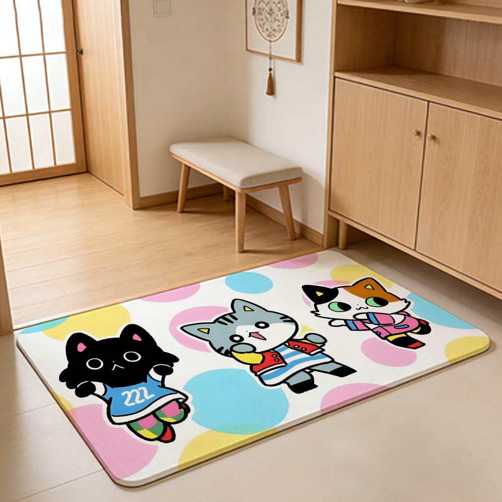 ANIME B-Brown Bear Floor Mat Absorbent Floor Mat Non-Slip Entrance Rug for Bathrooms Restrooms and Toilets