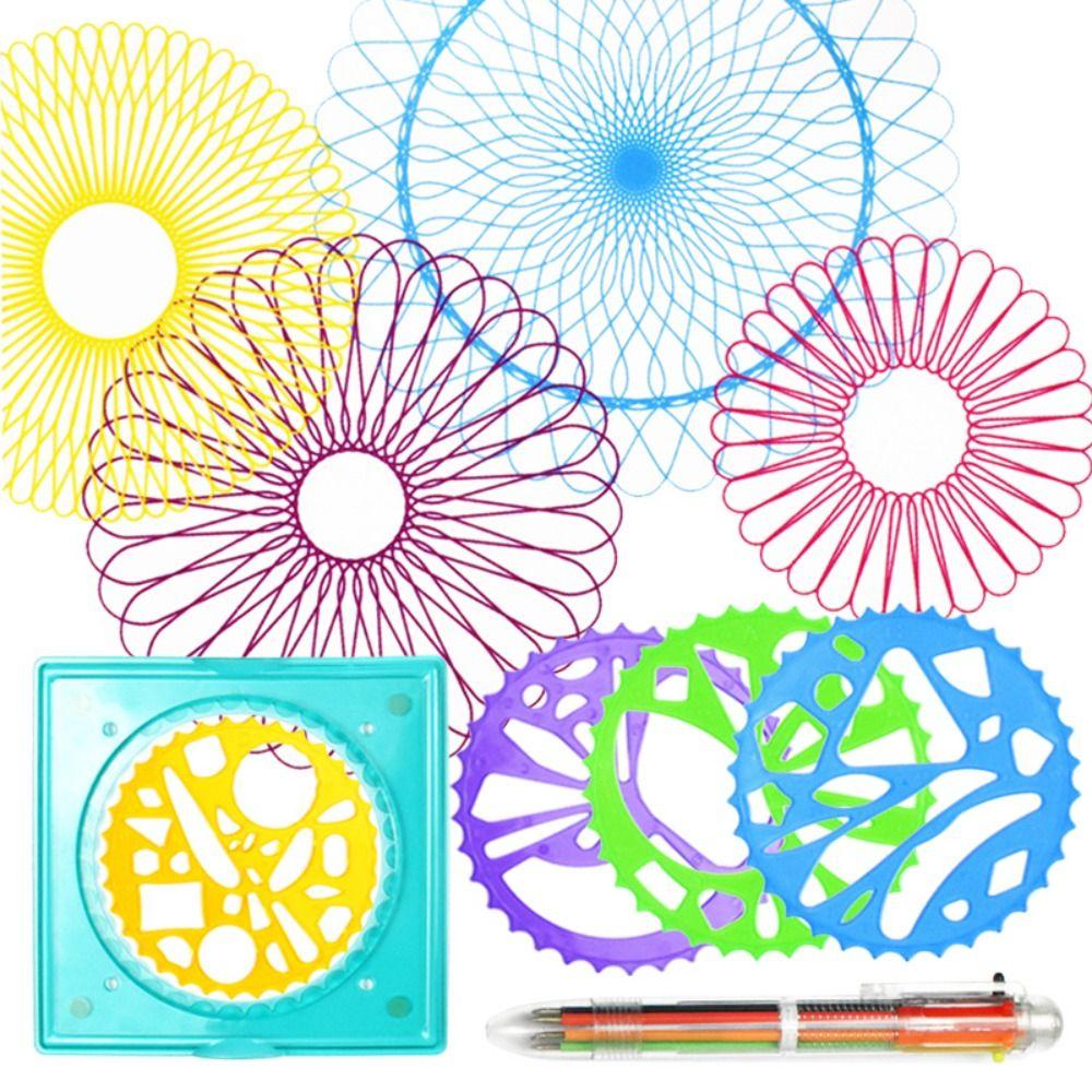 5/12/22PCS Plastic Spirograph Special Shaped Stationery Drawing Ruler Geometric Ruler  School Office