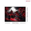 Appeso a Parete Estetico 2D Rosso Nero Samurai e Drago Scena Notturna