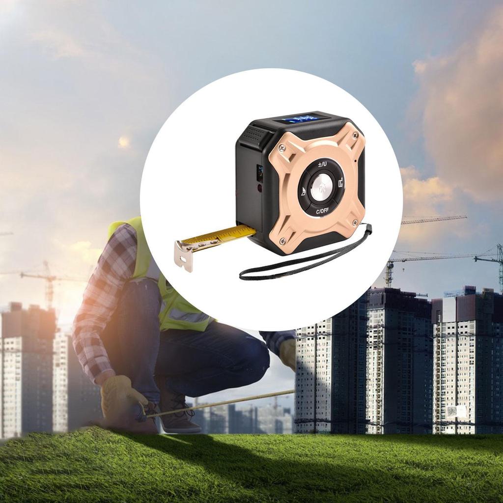2 in 1 Light Tape Measure 131ft Diatance Meter & 16ft Manual Measuring Black and