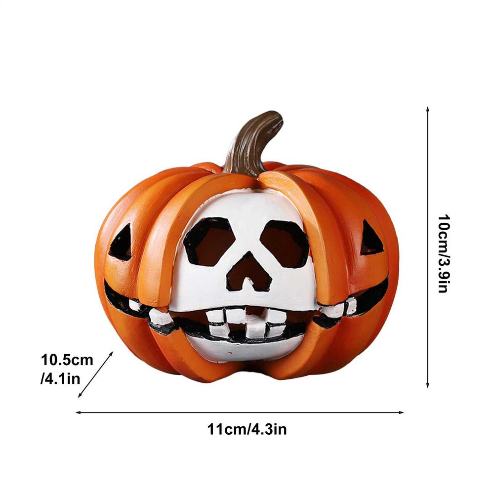 Halloween Pumpkin Decorations Pumpkin Skeleton Desk Figurine Resin Halloween Sculpture Art Ornament Indoor Holiday Tabletop