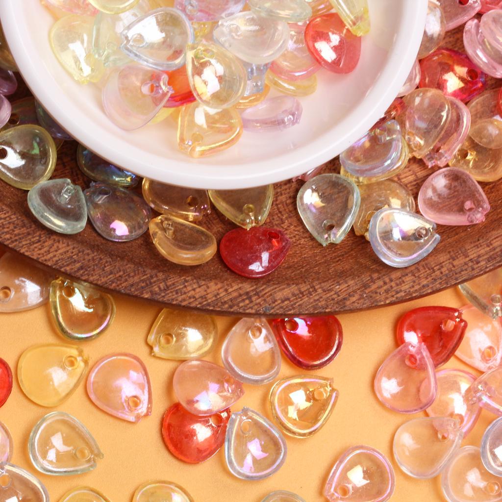 100pcs 10.8*12.4mm Fashion Acrylic Petal Loose Beads Creative Beading Material DIY Bouquet Necklace Bracelet Accessories