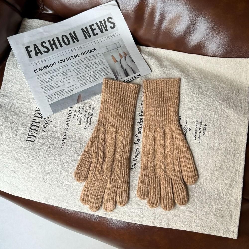 Touch Screen Wool Gloves Solid Color Ski Gloves Full Finger Gloves  Winter Outdoor Activities