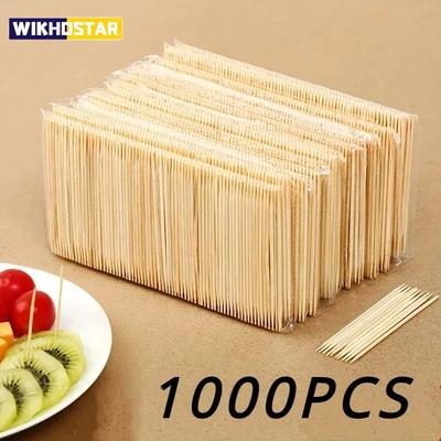 1000PCS Disposable Double-headed Bamboo Toothpicks Portable Teeth Cleaning Tool Floss Fruit Labels Restaurant Bagged Toothpic