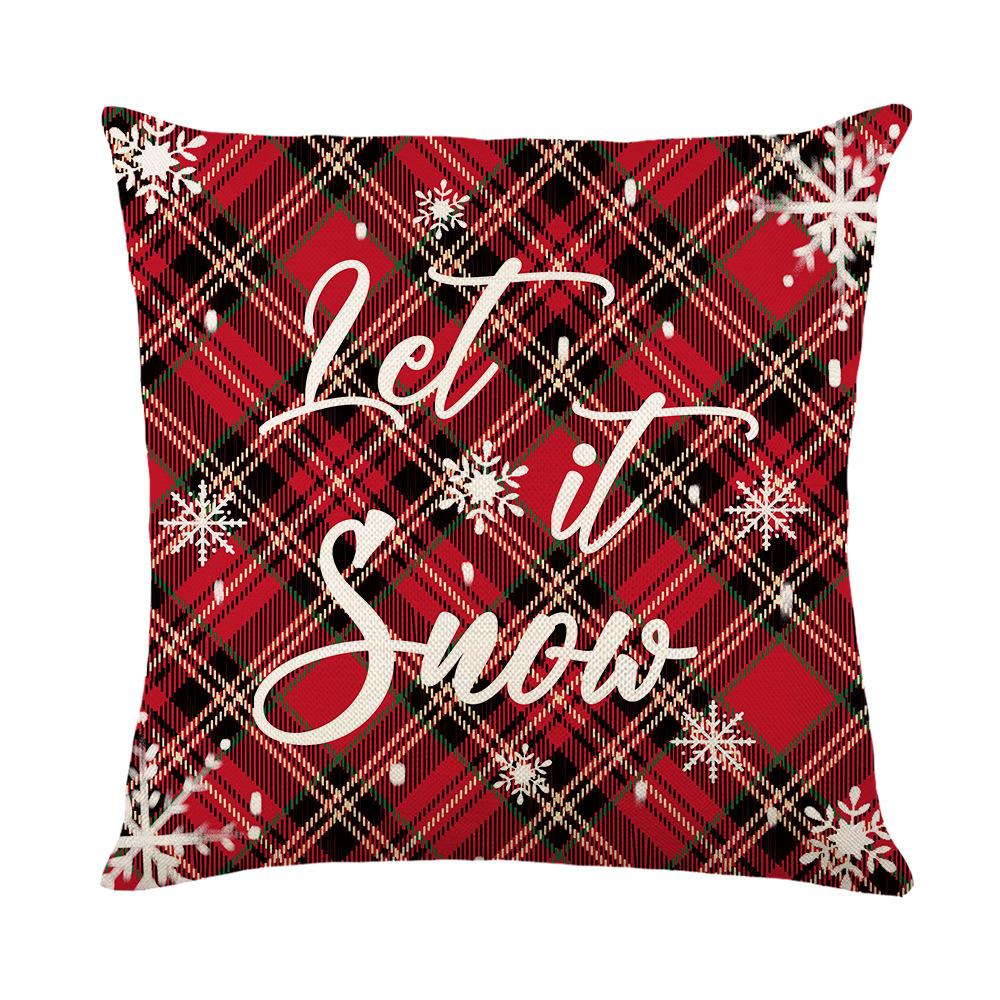 Christmas Pillow Case Christmas Plaid Decoration Sofa Living Room Pillow Case Linen Pillow Case