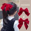 Mädchen Schwarz Rot Große Samtschleife Haarspange Für Frauen Vintage Hochzeit Langes Band Koreanische Haarnadel Haarspange Mode Haaraccessoires