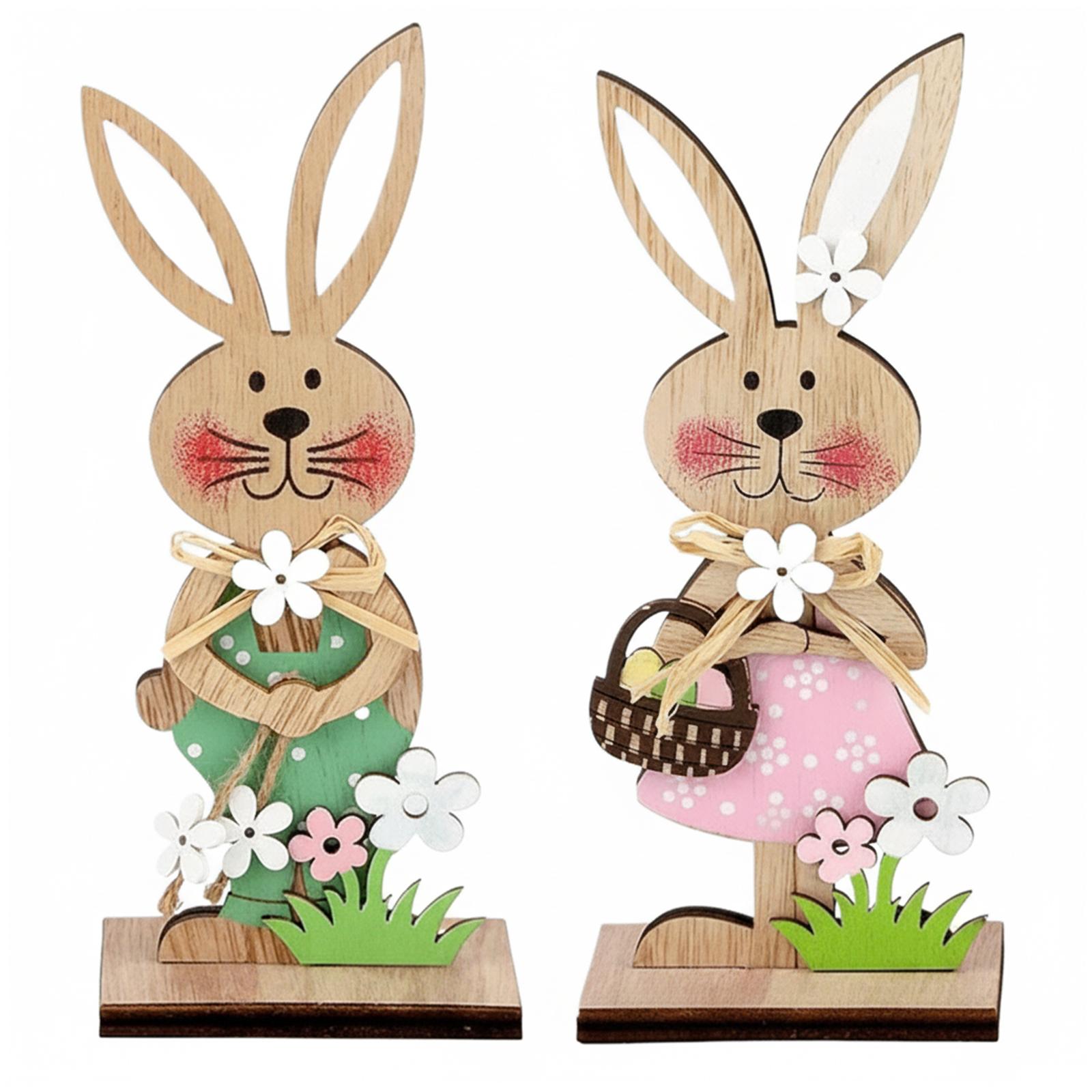 

Easter Wooden Bunny Desktop Ornaments Cute Bunny Table Ornaments for Parties and Celebrations