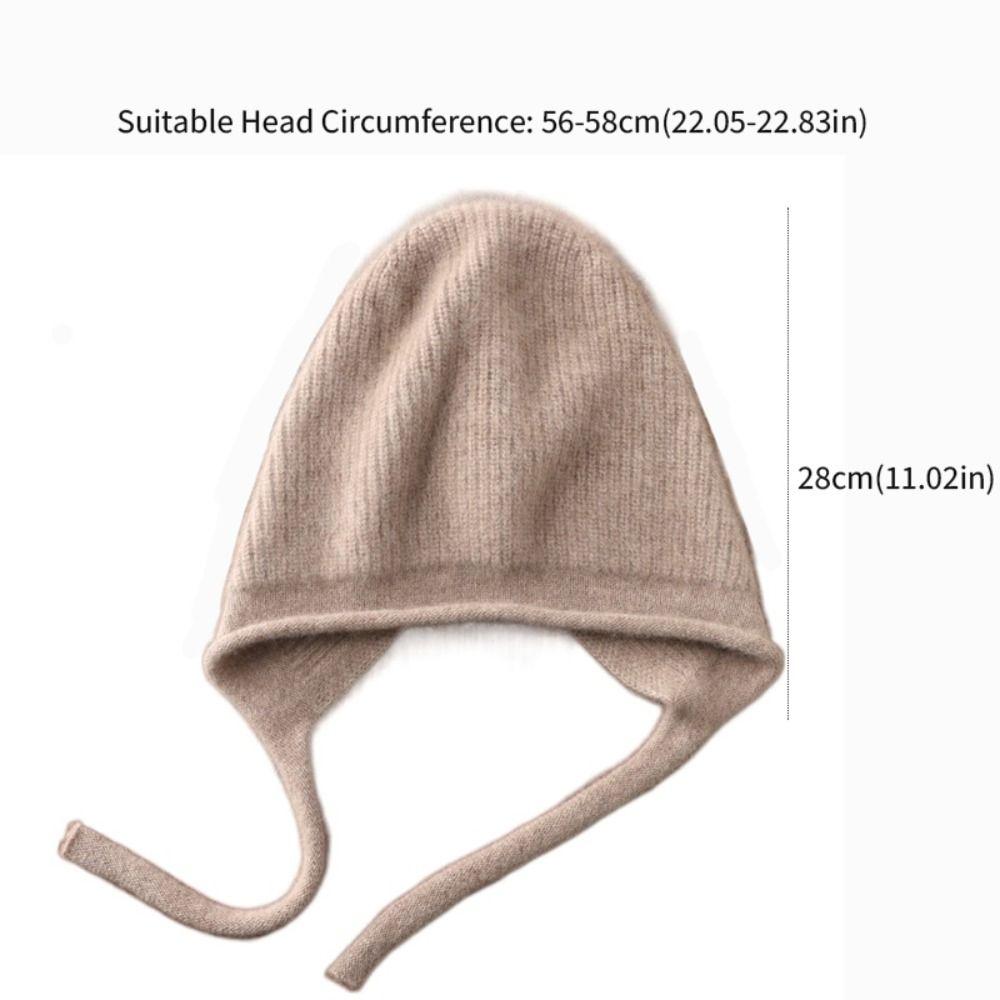 Casual Wool Women Knitted Hats Windproof Coldproof Knit Slouchy Beanie Ear Protection Comfy Stretch Winter Hat Keep Warm