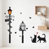 Cartoon Street Lamp Cat Wall Sticker Living Room Entrance Background Home Decoration Bedroom Decor Decal Self Adhesive Wallpaper