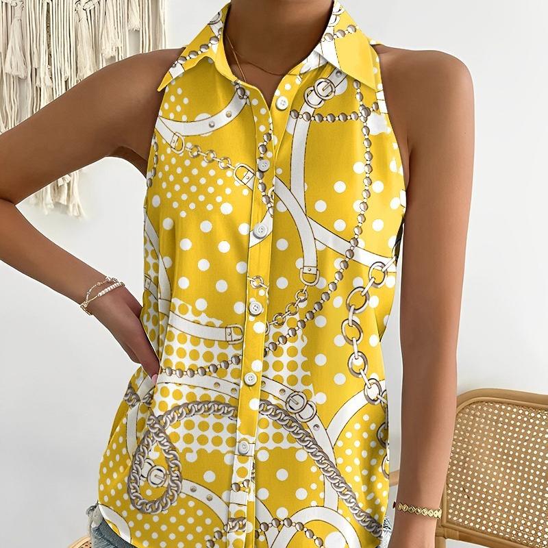 YYFS Women's Fashion Casual Summer Sleeveless POLO Neck Blouses & Shirts