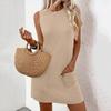 Ladies Fashion Casual Dress Sleeveless Pocket T,shirt Dress