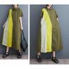 Loose Patchwork Casual Simple Commuting Sweet Short Sleeved Dress
