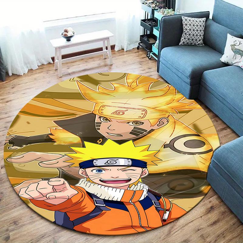 Naruto Power Up Round Area Rug Carpet Rug For Living Room Bedroom Sofa Playroom Decor Nonslip Floor Mat