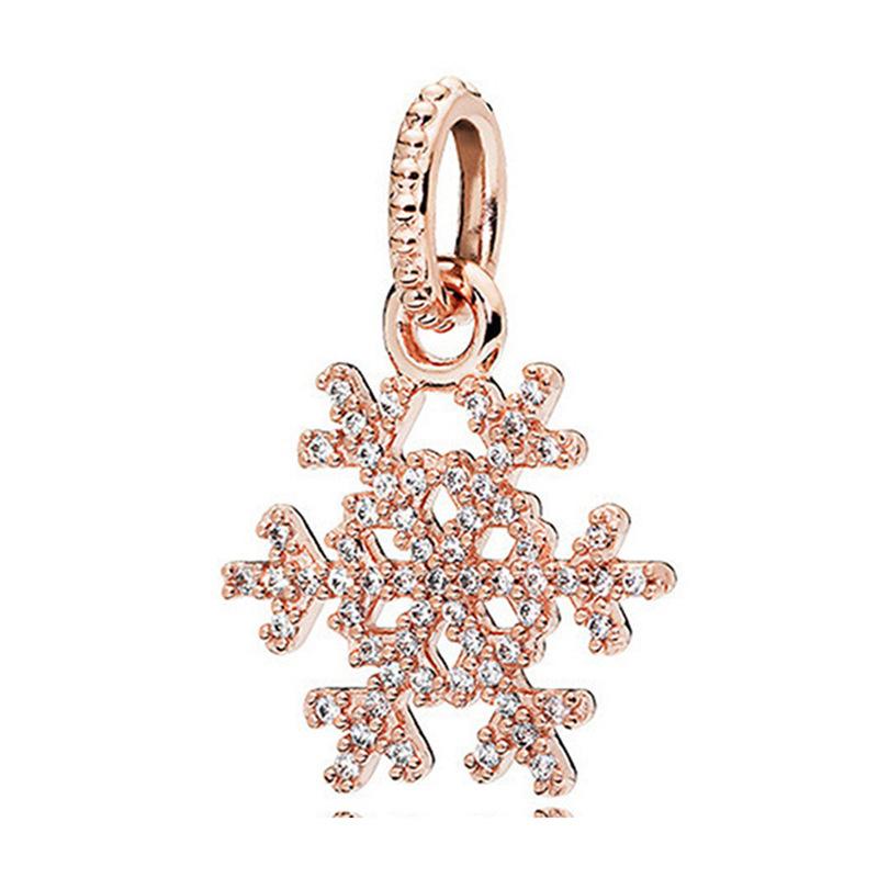 Rose Gold Large Hole Loose Beads Pendant For DIY Pulsera Necklace Accessories Women Fine Jewelry Gifts
