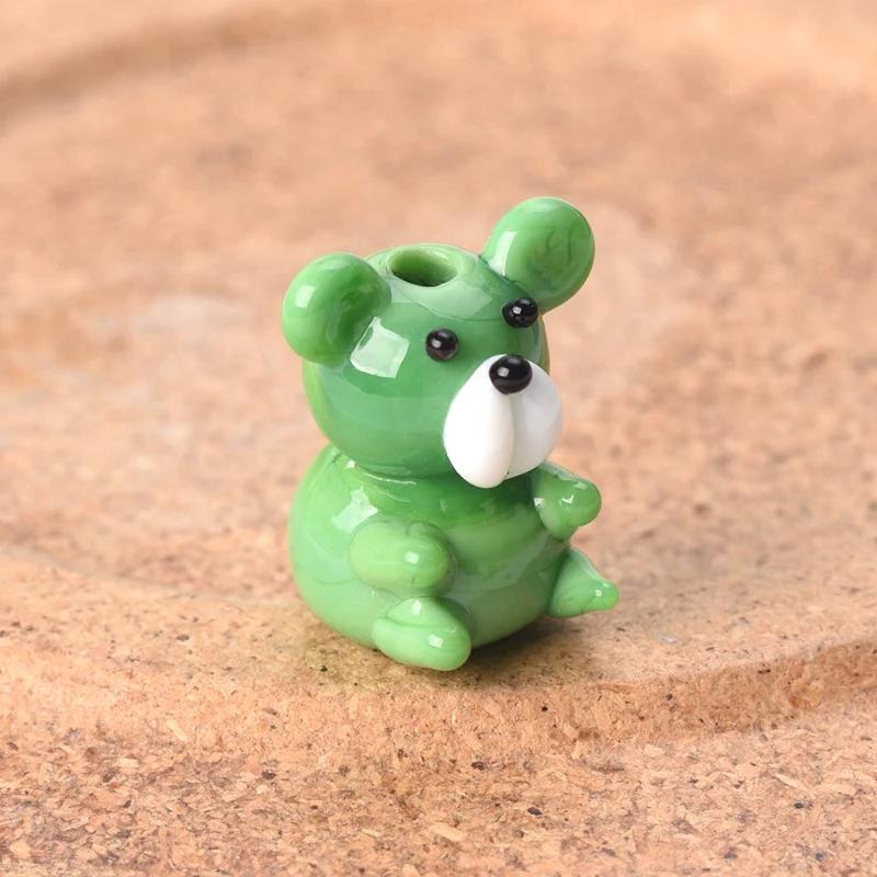 2pcs Bear 15x20mm Handmade Lampwork Glass Loose Beads for Jewelry Making Accessories DIY Crafts Findings