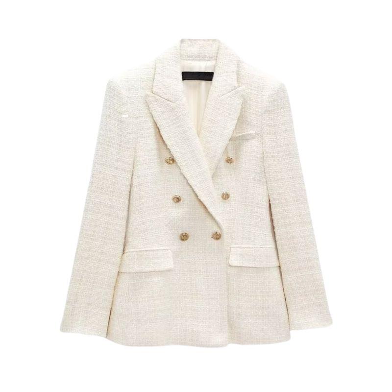 Fall and Winter New Arrival Versatile Casual Loose Commuting Elegant Textured Double Breasted Suit Outwear 2136601