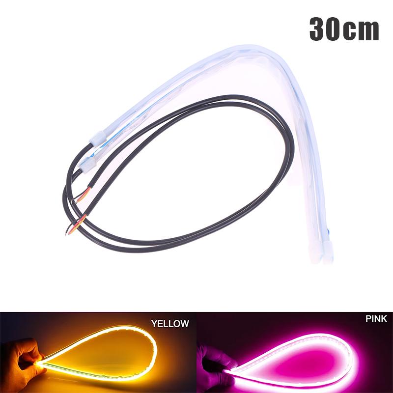 2 Pezzi 30/45/60 Cm DRL Flessibili Impermeabili per Auto Striscia LED per Fari Universali Fari Auto Segnale di Svolta Giallo Luce Flusso Freni