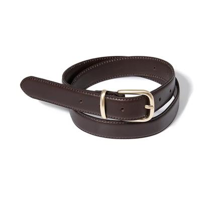Runder eckiger goldfarbener Schnalle Rindsleder Gürtel (T027_braun)