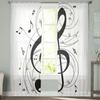 Music Symbol Black And White Art Chiffon Sheer Curtains for Living Room Bedroom Decoration Window Voiles Tulle Curtain Drapes