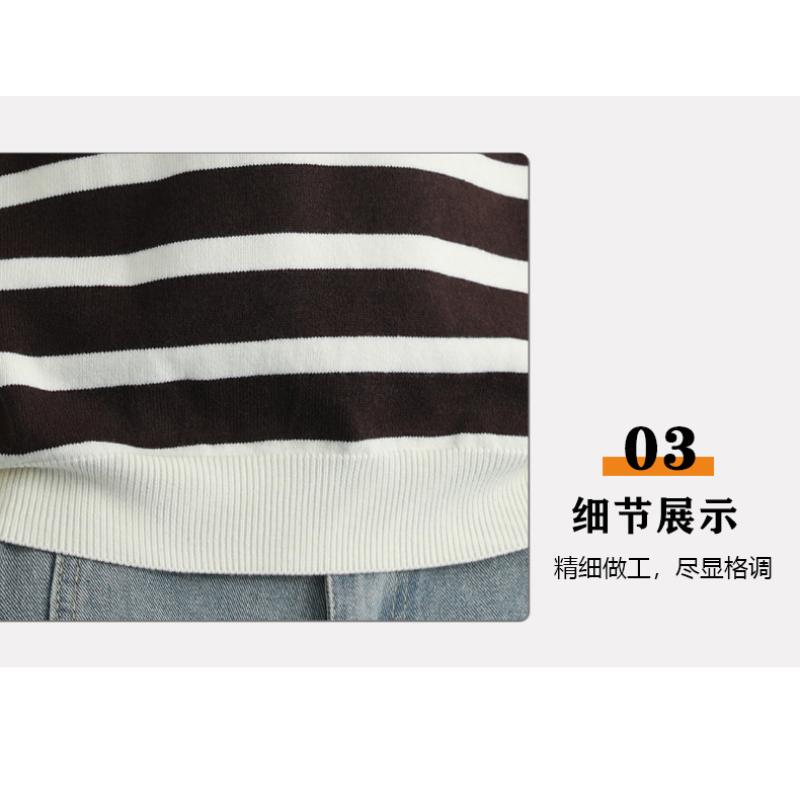 Pullover Button Contrast Striped Versatile Sweater for Men's Casual Fashion Knit Top