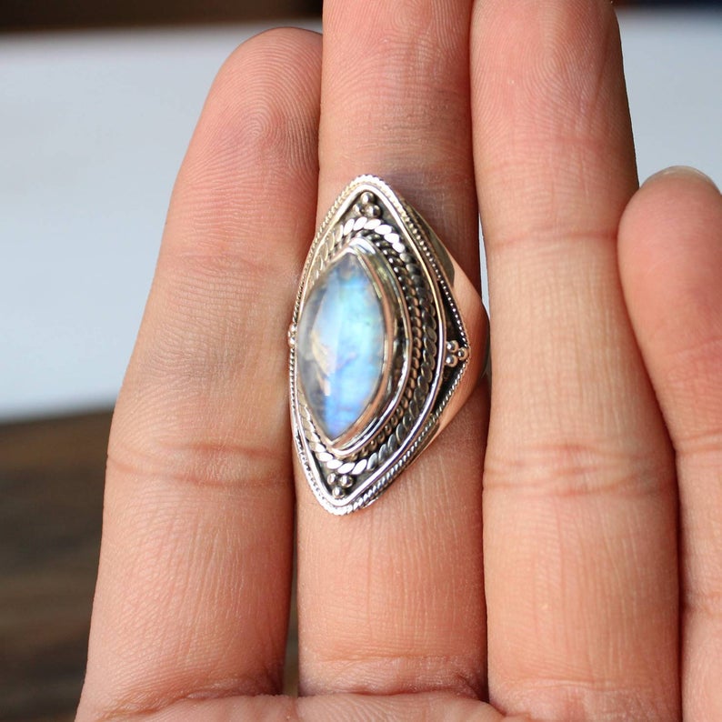 Labradorit Edelsteinring, 925 Sterlingsilberring, Handgefertigter Damenschmuck, Statement-Ring, Geschenk für Sie, Geburtstagsgeschenk,